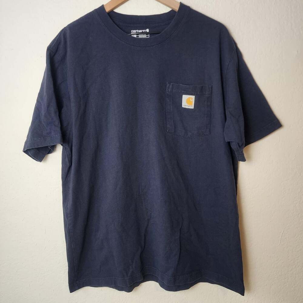 Carhartt Shirt Mens Large Blue Loose Fit K87 Pocket Tee Heavyweight Workwear